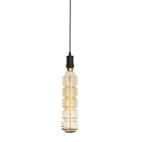 Bulbrite 1-Light Black Contemporary Pendant Socket and Canopy Incandescent 60W Water Bottle Shaped Light Bulb 810111
